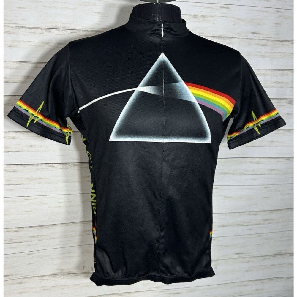 EUC! Primal Men’s Large Pink Floyd Dark Side Of The Moon Cycling 3/4 Zip Jersey